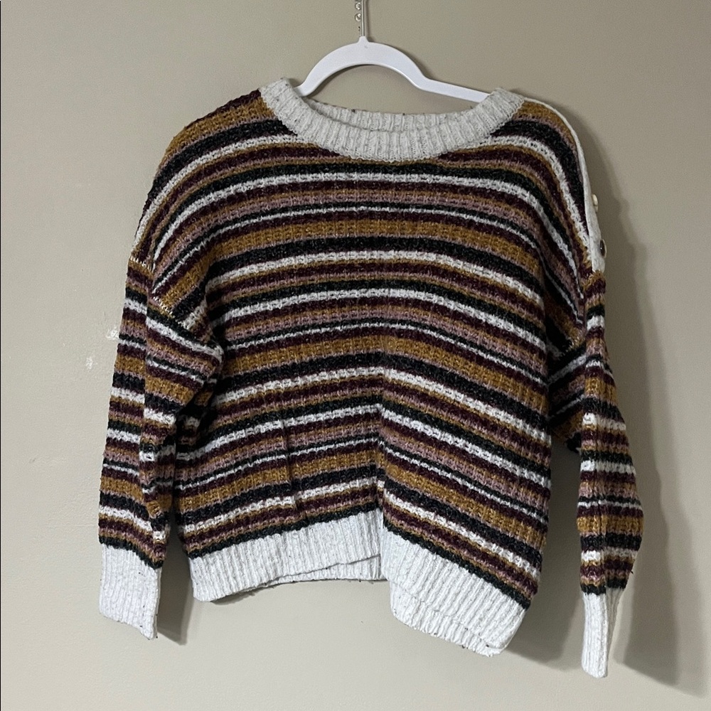 Primark Striped Crew Neck Sweater - Brown and Cream